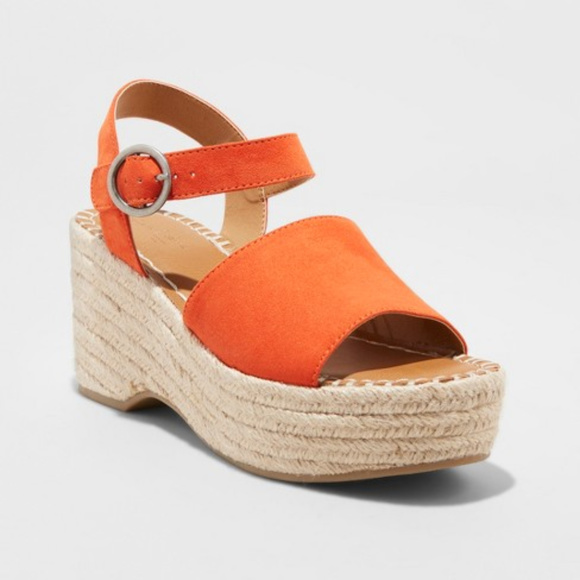Universal Thread Shoes - Morgan Two Piece Espadrille Wedge Coral